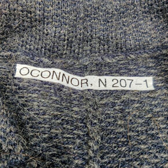 Vtg 70s Peruvian Alpaca Wool Knit Poncho Cape Sweater Cardigan Navy Blue OS - Picture 7 of 9